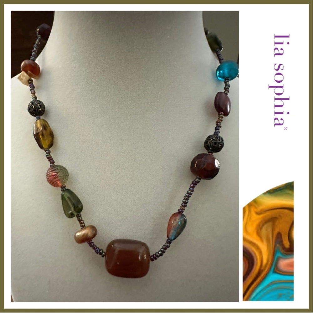Lia Sophia COLOR VIBE Agate Necklace 16-19”